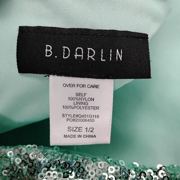 B. Darlin NWT Mini Sequins Mini Dress Size 1/2 Mint Green Open Back Sleeveless - Picture 8 of 13